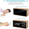 thumbnail image 4 of Reloj despertador electrónico, reloj despertador digital de madera, alimentado por USB con pantalla LED de hora, temperatura y humedad., 4 of 5