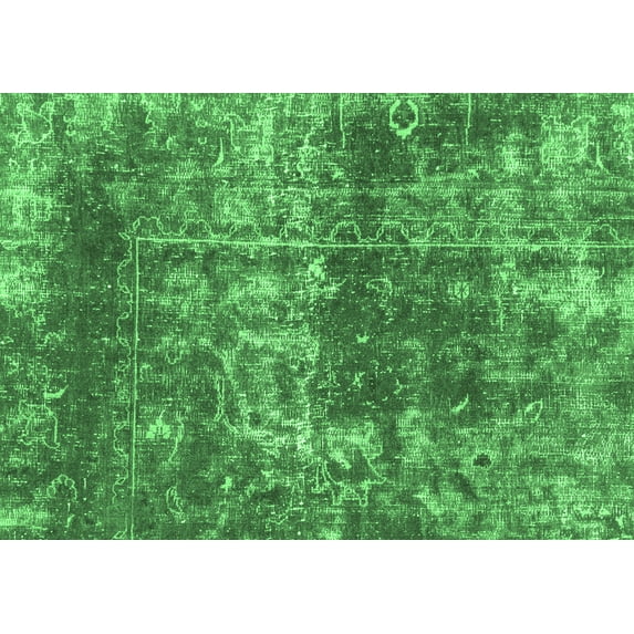 Ahgly Company Indoor Rectangle Abstract Emerald Green Modern Area Rugs, 4' x 6'