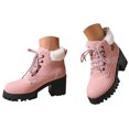 thumbnail image 3 of Women’s Combat Boots Lace up Side Zipper Winter Ankle Boots High Heel Platform Lug Sole Short Booties, 3 of 8
