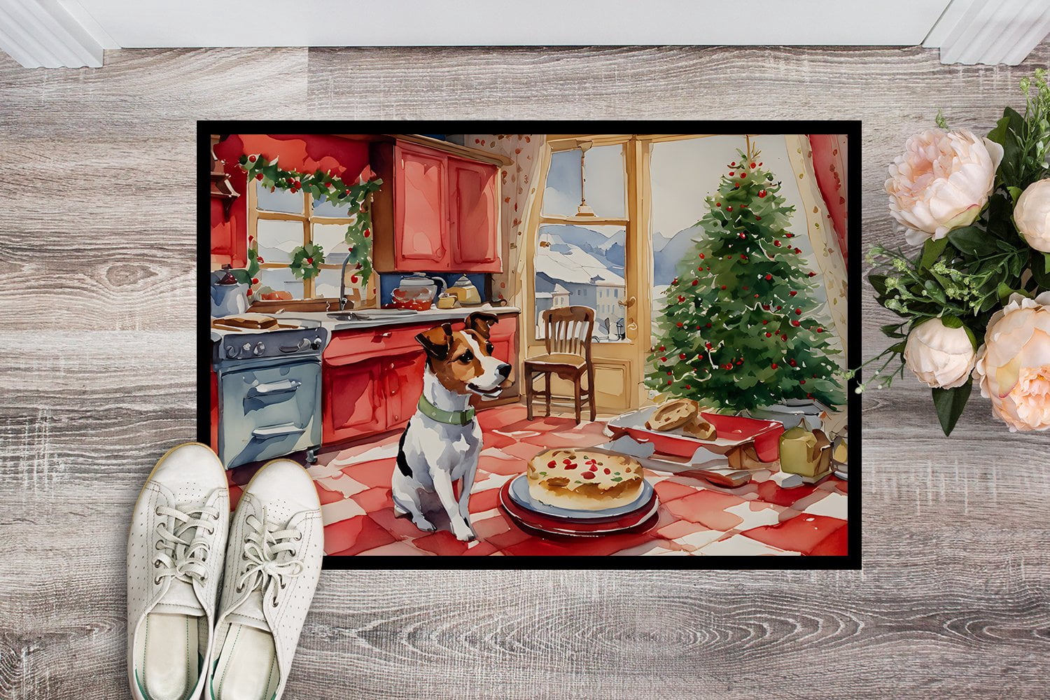 Carolines Treasures DAC3825MAT 18 x 27 in.  Jack Russell Terrier Christmas Cookies Doormat