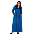 thumbnail image 5 of Plus Size Empire Waist Pleated Pocket Maxi Dress, 5 of 10