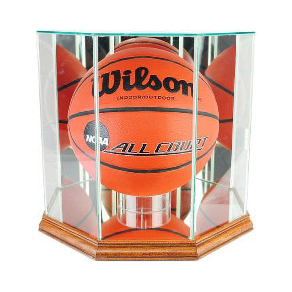 Perfect Cases Octagon Basketball Display Case - UV Glass Case For Autographed Basketballs