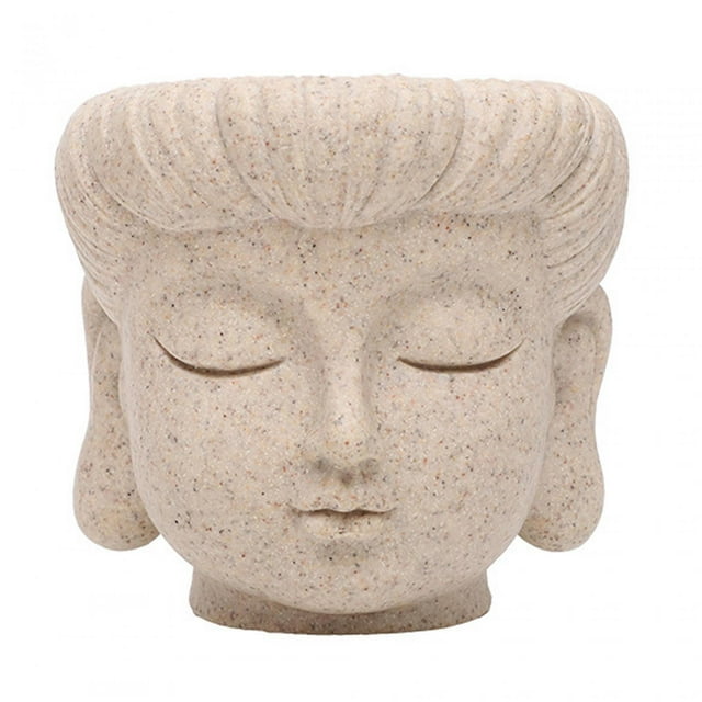 Maceta con cabeza de Buda Zulema bonsái decorativo con orificio de drenaje