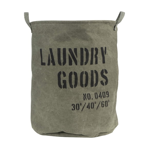 Danya B. LY952 Cesta de lavandería portátil plegable decorativa de tela - Cesto de ropa de lona plegable con asas - Verde caqui
