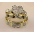 thumbnail image 4 of Bluebelljewels 14k Yellow Gold Plated Women 3Ct Round Cut CZ Women Wedding Heart Shape Bridal Trio Ring Set, 4 of 4