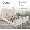 thumbnail image 2 of Jocisland Upholstered Bed Frame Queen Sleigh Bed with Scroll Headboard & Footboard Velvet Deep Button Tufted/No Box Spring Needed Cream, 2 of 6