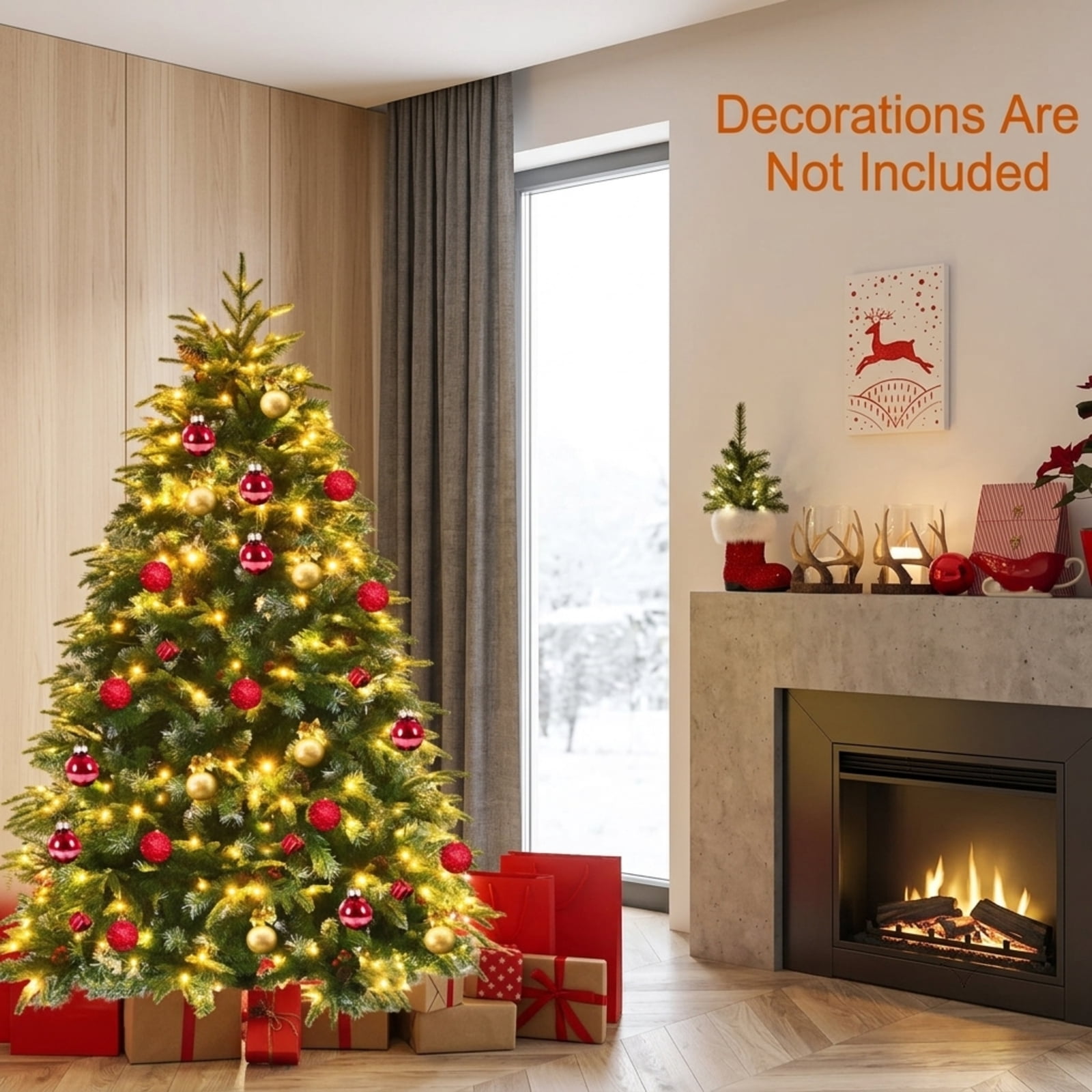 RUIE, 5 ft, Artificial Christmas Tree, with 250 LED Lights, 581 Branch Tips, Green Holiday Xmas Tree for Indoor Home Office Decoration