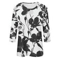 thumbnail image 5 of Oalirro Black Fashion Tops for Women Trendy Plus Size Round Neck Three-Quarter Sleeve Top XXL, 5 of 5