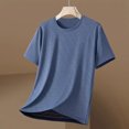 thumbnail image 2 of USNSM (M-5XL) Men's Summer Solid Color Short Sleeve T-Shirt Quick Dry Lightweight Outdoor Sports Ice Breathable Athletic Running Top Shirts Blue XXL, 2 of 7