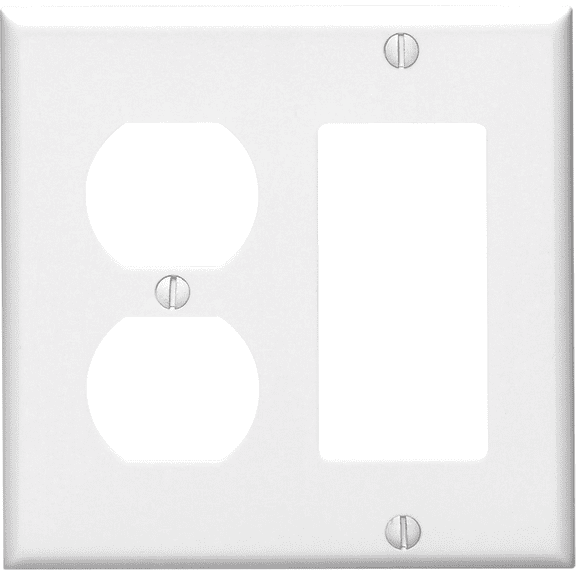 Leviton 2-Gang Wallplate — Decora® Rocker-Style Design in White — UL Listed for US Residential Electrical Code Compliance, Drop-in NEC-Standard Wiring