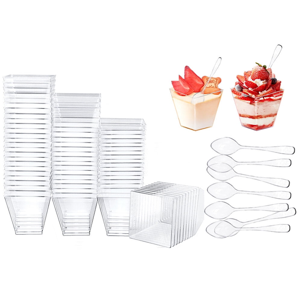 50 Sets of Disposable Pudding Cups Ice Cream Plastic Cups Party Dessert Cups for Home