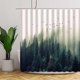 thumbnail image 3 of Cortina de ducha de bosque natural, bosque de niebla verde, pino, pájaro de montaña, bosque lluvioso, niebla verde, plantas frescas, abeto, paisaje natural, decoración de baño de poliéster, 3 of 5