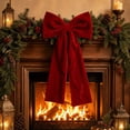 thumbnail image 6 of 3Pcs Velvet Ribbon Bows Christmas Tree Decorations,4in x 10in Vintage Xmas Ornaments for Tree Home Party Front Door Wreath Garland Holiday Decor, 6 of 7