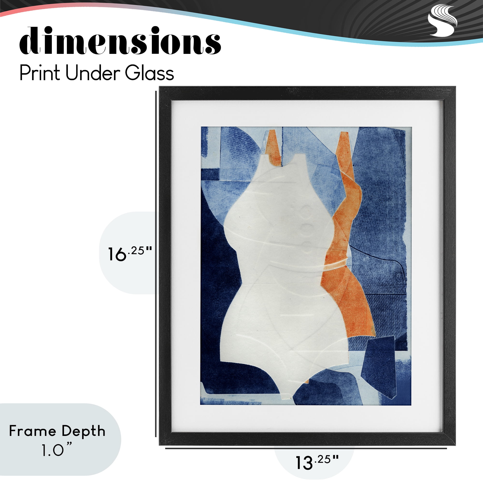 Stupell Industries Abstract Fashion Shapes Blue Black Framed Print Under Glass, design by Stacy Milrany