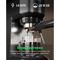 thumbnail image 3 of HBN Semi Automatic 20 Bar Espresso Machine with Steam Wand, Stainless Steel Coffee Maker for Cappuccino/Latte/Mocha,1450W, 3 of 7