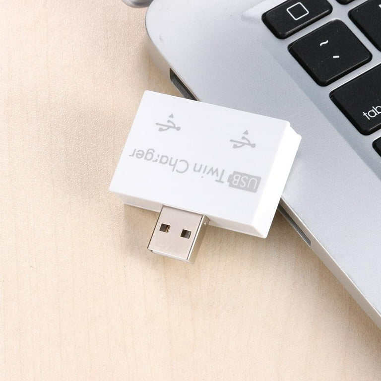 USB2.0 Male to Twin Charger Dual 2 Port USB Splitter Hub Adapter Converte-;d