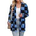 thumbnail image 5 of WTOBBY Women's Lightweight Open Front Cardigan Sweater Long Sleeve Casual Loose Thin Knit With Pockets Halloween Print Cover Up Top For Fall Layering,Blue L, 5 of 6