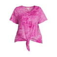 thumbnail image 5 of Terra & Sky Women's Plus Size Raglan Sleeve Tie Front Tee, 5 of 5