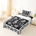 thumbnail image 5 of Homewish Spooky Skull Skeleton Twin Sheets,Hipple Damask Floral Bedding,Halloween Bed Set,3-Piece,1 Fitted Sheet and 1 Pillowcase, 5 of 6