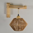 thumbnail image 4 of KAYYELAMP Hand-Woven Rattan, Metal, Wood Wall Sconce 9.8Feet Plug in Hemp Dimmer Cord Adjustable Retro Design for Loft Living Room Bedroom Farmhouse, 4 of 4