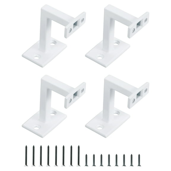 Uxcell Hand Rail Brackets Square Hand Rail Brackets for Staircase Stair, White, 4 Pcs
