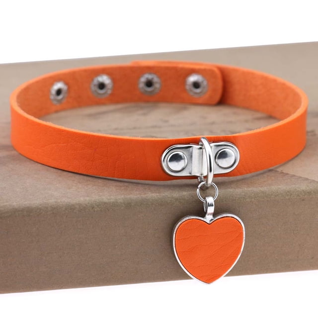 Collar con colgante de corazón de amor gótico punk de Harajuku, collar de cuero, collar de cuero, cadena para el cuello, pulsera