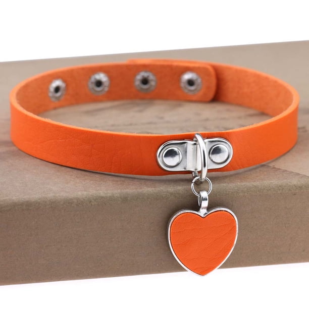 Collar con colgante de corazón de amor gótico punk de Harajuku, collar de cuero, collar de cuero, cadena para el cuello, pulsera