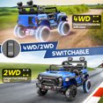 thumbnail image 6 of Farmdex 24V 9AH 2 Seat Ride on Toys Car for Big Kids, 2WD/4WD Swatchable Electric Battery Powered Toys Car with 4x100W Powerful Motor, Remote Control, Bluetooth Music, LED Lights, Blue, 6 of 8
