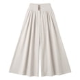 thumbnail image 6 of ibiyuan Womens Work Pants Wide Leg Palazzo Pants Plus Size Cropped Trousers Drawstring Cotton Lounge Pants Women with Pockets Vacation Outfits, 6 of 6