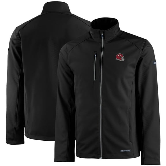 Men's Cutter & Buck Black Kansas City Chiefs Evoke Eco Softshell Recycled Full-Zip Jacket