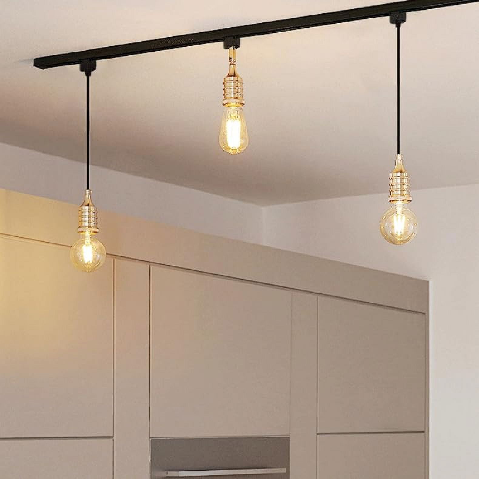 KAYYELAMP 3-Pack French Gold E26 Base Juno System Adjustable Titl Angle Track Lighting Modern Design for Farmhouse Kitchen Sink Gallery Loft(No Bulb, Track)