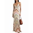 thumbnail image 3 of Women'S Beach Dress Deep V Neck Backless Striped Bodycon Halter Knit Maxi Dress Colorful S, 3 of 8