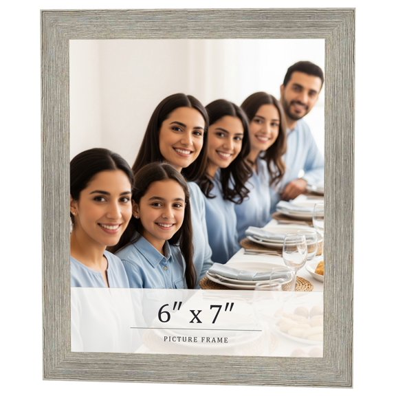 6x7 Frame Grey Real Wood Picture Frame Width 1.5 Inches | Interior Frame Depth 0.5 Inches | Barn