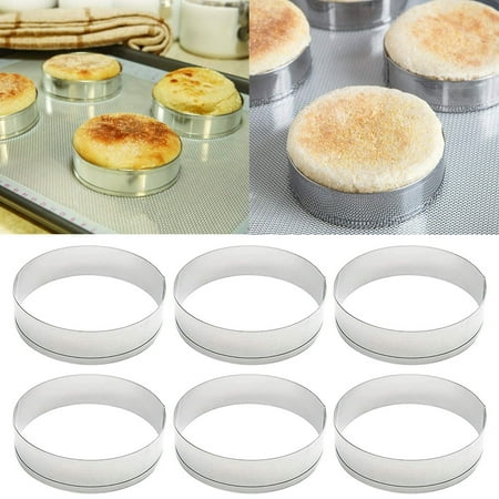 

Bigstone 6Pcs Stainless Steel Cake Muffin Crumpet Bread Rings Bakery Baking Mold Tools