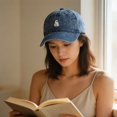 thumbnail image 5 of Byfri Dark Blue Halloween Ghost Embroidered Baseball Hat 56-62cm Adjustable Washed Cotton Dad Cap, 5 of 7