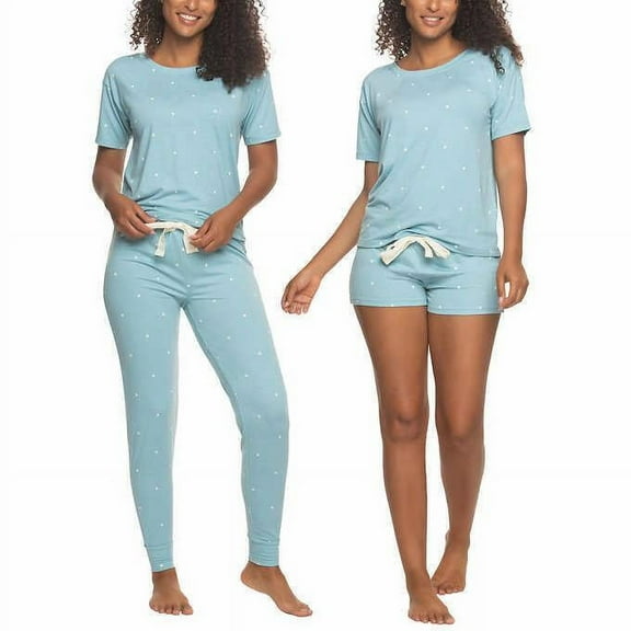 Felina Ladies' Size X-Small, 3-piece Lounge Set, Blue - White Dots