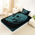 thumbnail image 4 of Homewish Antique Spooky Skull Twin Sheets for Adults, Teal Victorian Hippie Floral Bedding, 3pcs, 1 Flat Sheet, 1 Fitted Sheet and 1 Pillowcase, 4 of 5