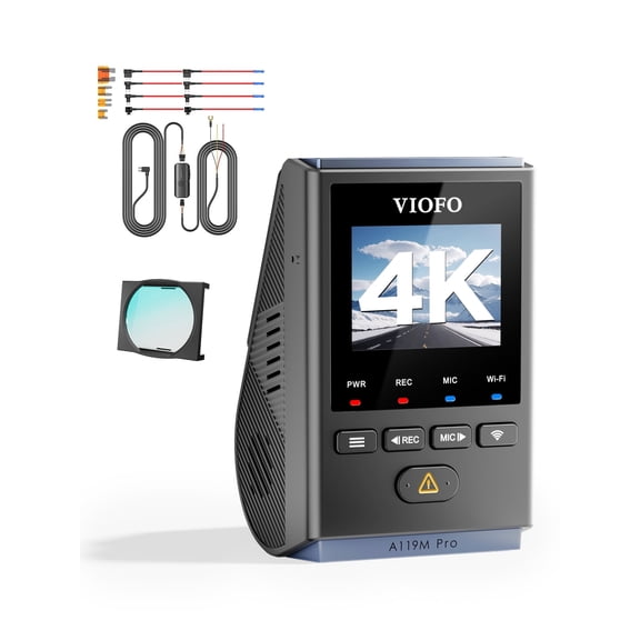 VIOFO A119M Pro Dash Cam + HK6 Hardwire Kit with 8PCS Full Set Fuse, 4K HDR STARVIS 2, Wi-Fi 6, GPS, Voice Control, 24H Buffered Parking Mode