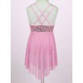 thumbnail image 4 of iiniim Kids Girls Sequins Lyrical Dance Skirt Sweetheart Criss-Cross Back Irregular Ballroom Dress Pink 10, 4 of 7