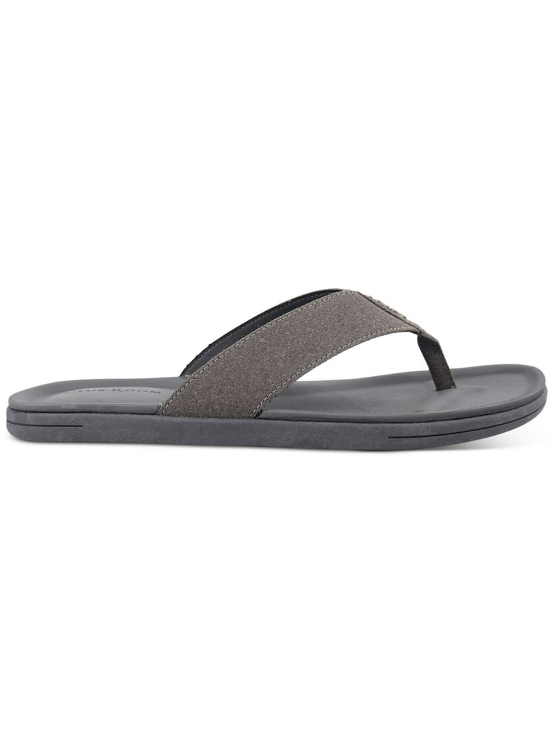 CLUBROOM Mens Gray Padded Riley Round Toe Slip On Flip Flop  display picture 1