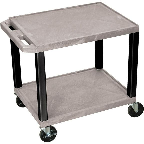 Luxor 18" x 24" x 26" Tuffy Two Shelf Flat Utility Cart With Electrical - Gray With Black Legs