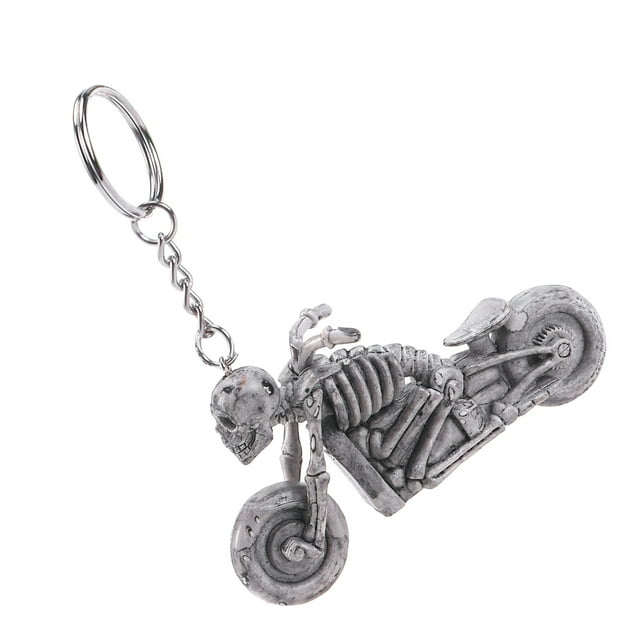 1 pc Motorcycle Skull Keychain Creative Rubber Fashion Skeleton Keys Holder for Handbag Decor