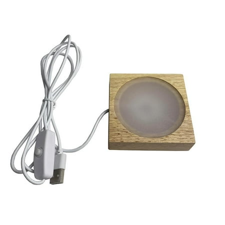 

3D Night LED Lamp Base Wooden Illusion LED Lamp Battery or USB Operated Remote Control Light Stand Base Solid Wood Base