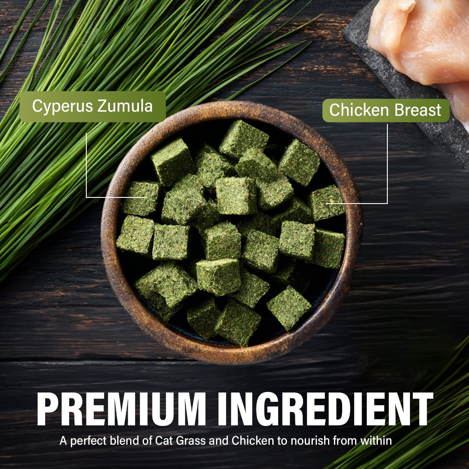 Cat Grass Treats, Cat Grass for Indoor Cats, 100% Organic Hairball Relief & Digestive Support, 120g