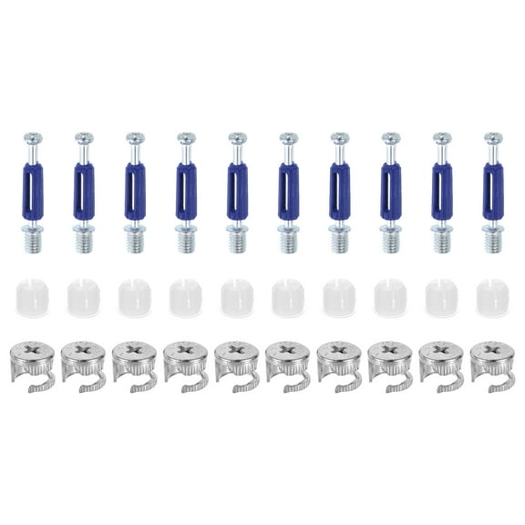 10Set 15x11.5mm Furniture Cam Lock Fitting with 6x40mm Dowel Fasteners, Blue