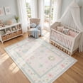 thumbnail image 3 of Fnova 5x7/8x10/9x12 Boho Oushak Area Rug, Colorful Washable Non-Slip Indoor Carpet Oriental Floral, Oeko-Tex Certified, Light Pink, 3 of 14