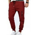 thumbnail image 2 of Cargo Joggers for Men High Waisted Scrub Joggers Draswstring Elastic Waist Stretchy Scrub Pants with Zip Pockets Wine 2XL, 2 of 5
