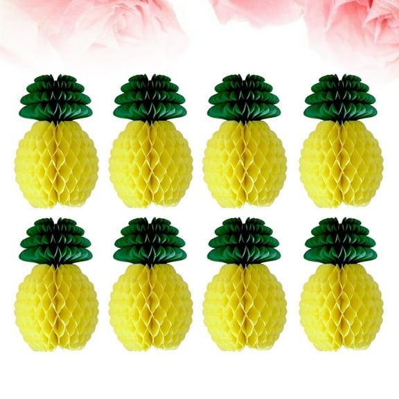 ROMANSENTIAL 8Pcs Pineapple Honeycomb Party Decor Yellow Decorations for Birthday and Luau