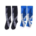 thumbnail image 2 of FELTECHELECTR 2 pares de calcetines de compresión hasta la rodilla para hombre y mujer, de alta elasticidad, para deportes, correr, fútbol, talla S/M (negro y azul)., 2 of 3