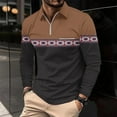 thumbnail image 2 of MuZeFu Long Sleeve Shirts for Men mens Casual Printed Zipper T-shirt Shirt Long Sleeved Lapel Top, 2 of 5